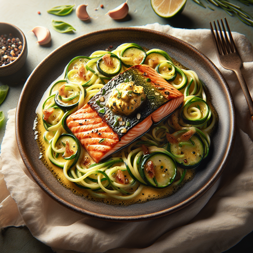 Keto Garlic Butter Salmon with Zucchini Noodles