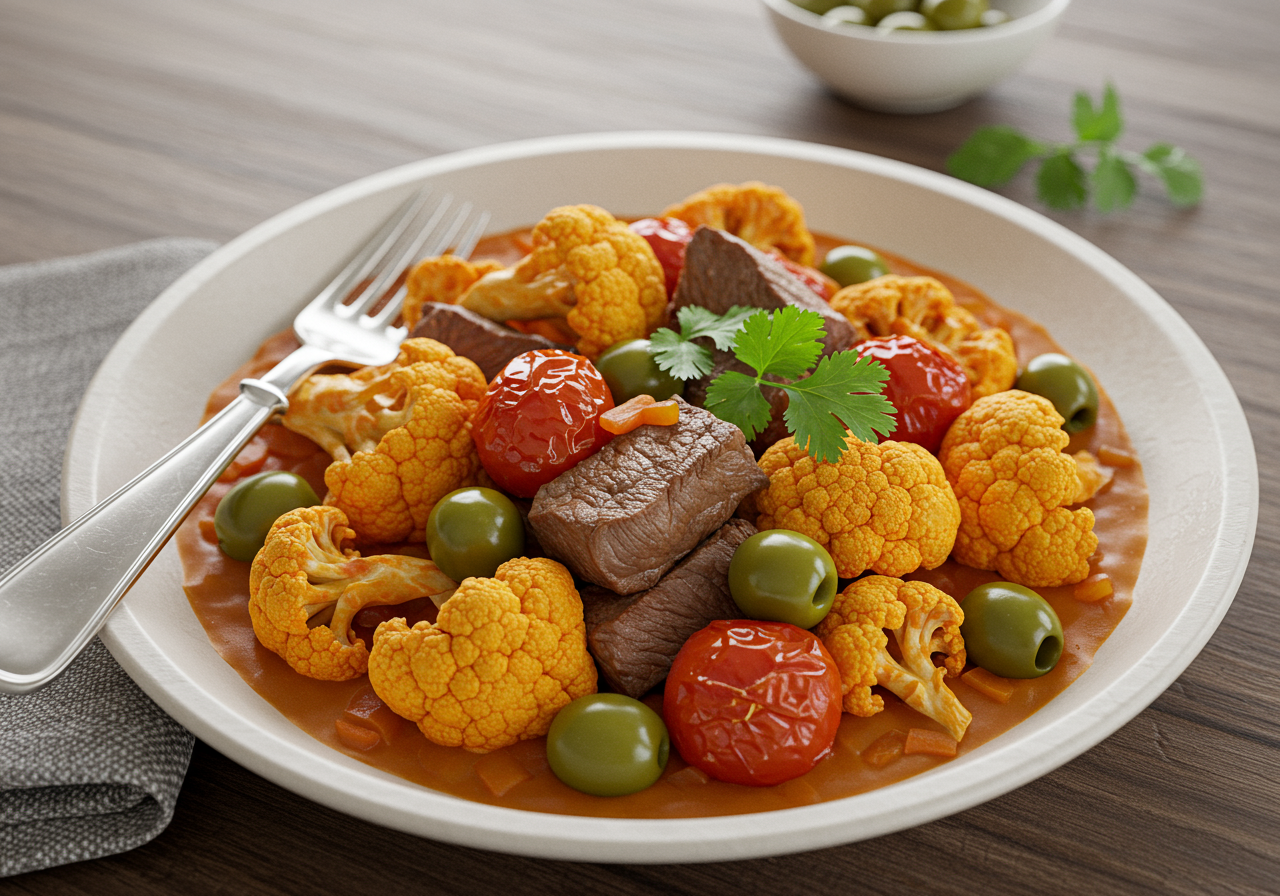 Keto Moroccan Lamb with Cauliflower & Olives