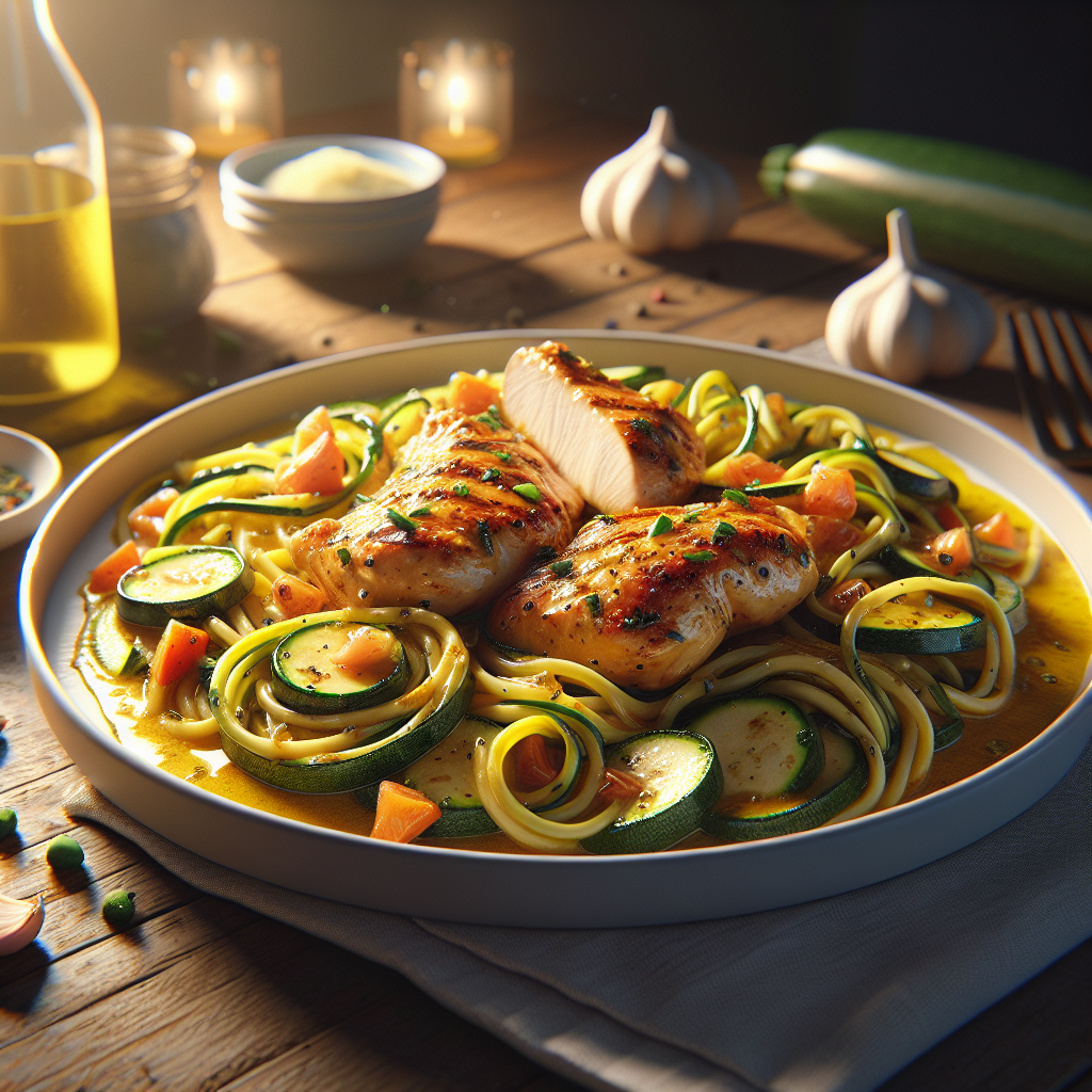Keto Zucchini Noodles with Garlic Butter Chicken