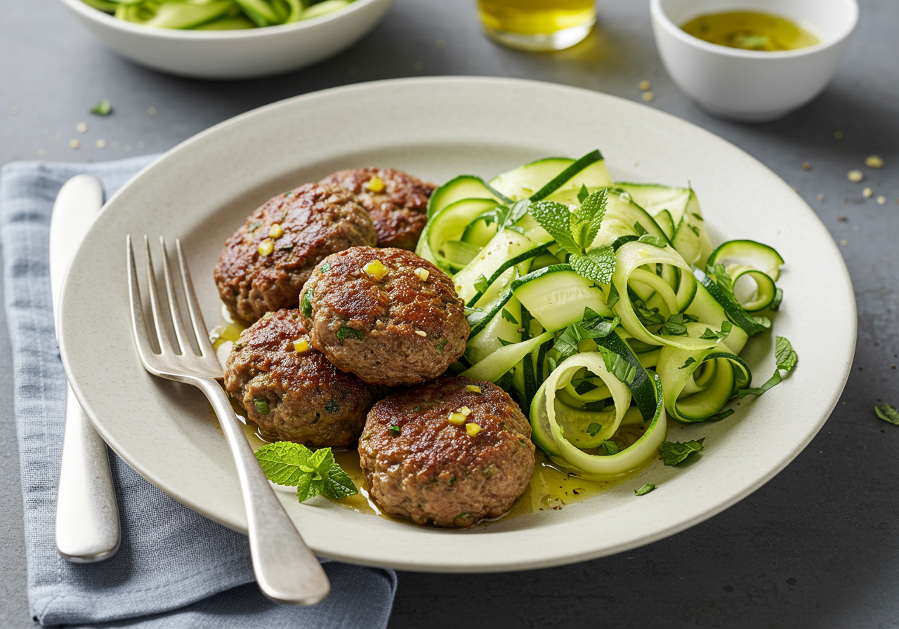 Mediterranean Lamb Koftas with Zucchini-Mint Salad