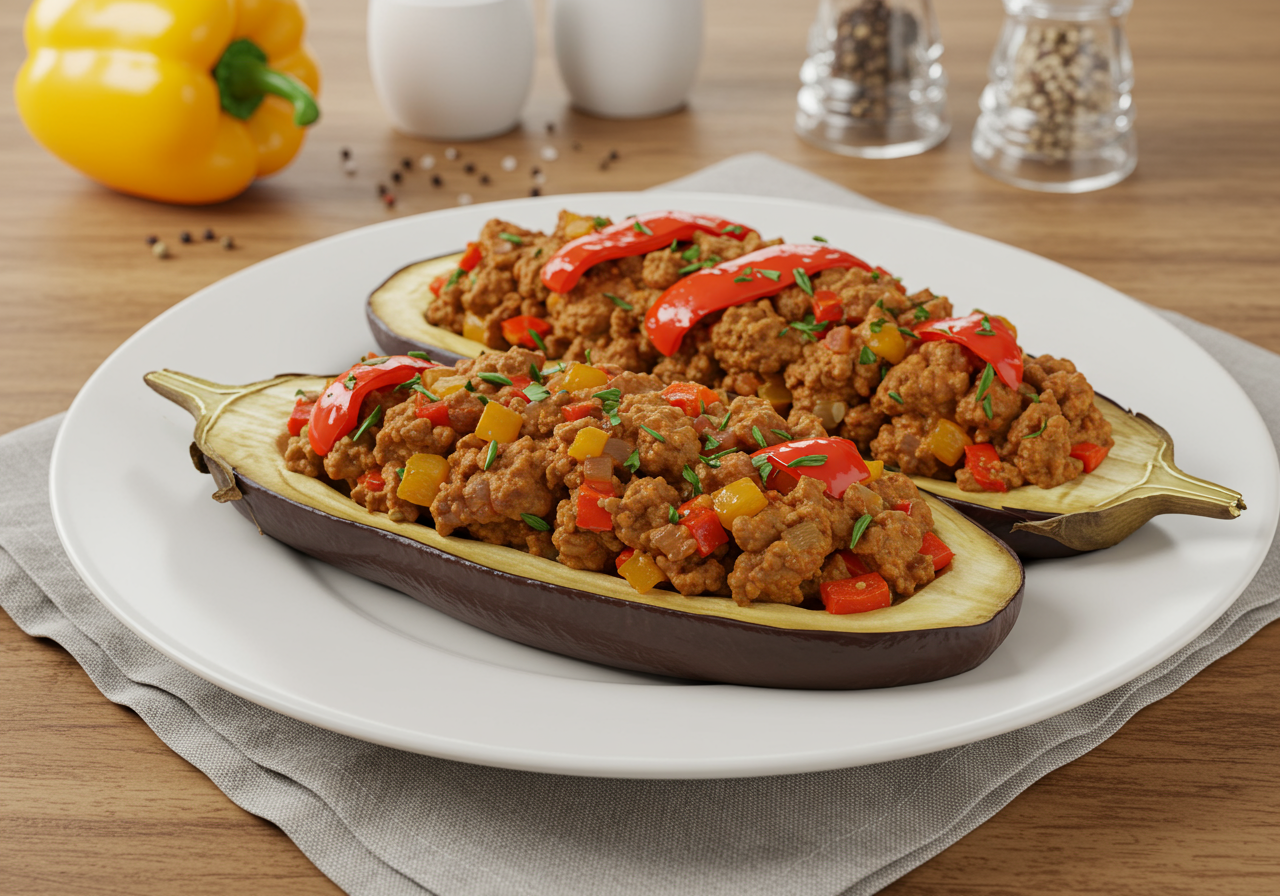 Spiced Lamb and Aubergine Boats