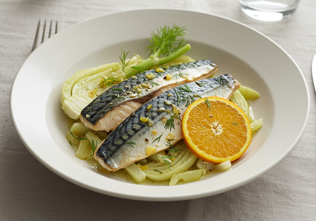 Pan-Seared Mackerel with Citrus-Braised Fennel