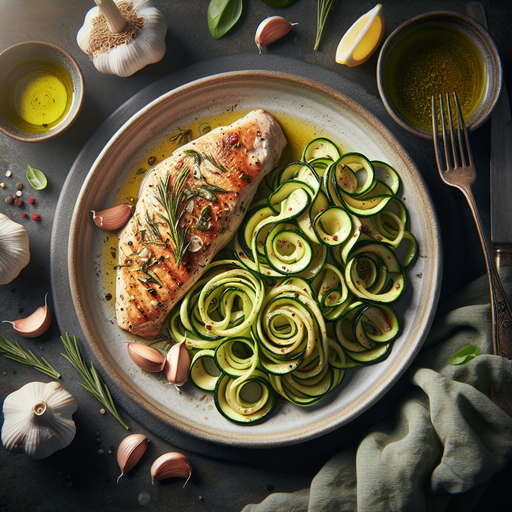 Keto-Paleo Garlic Herb Chicken with Zucchini Ribbons