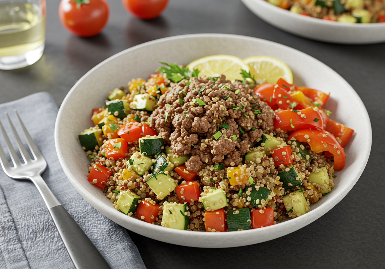 Mediterranean Lamb and Quinoa Meal-Prep Bowls
