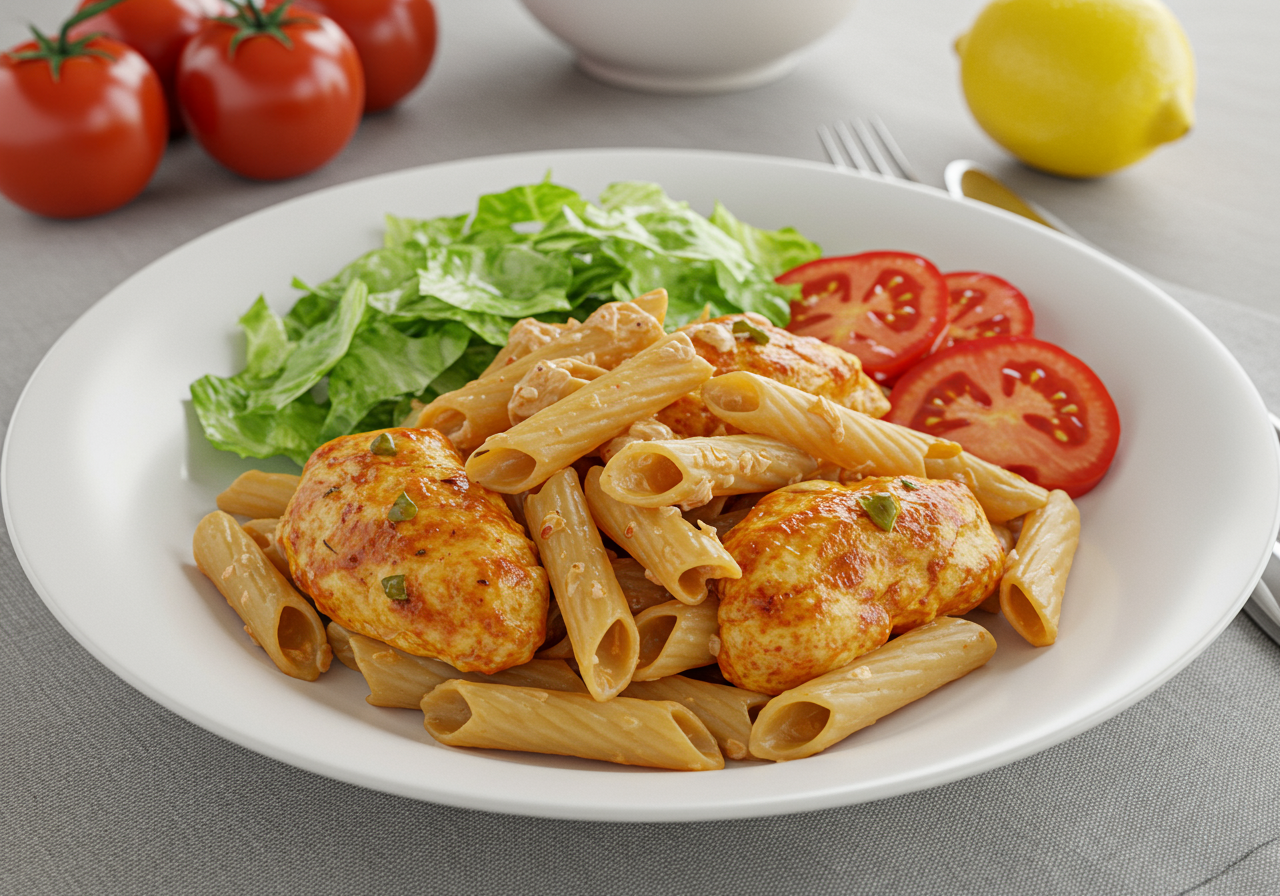 Paprika Chicken Pasta with Fresh Tomato & Greens
