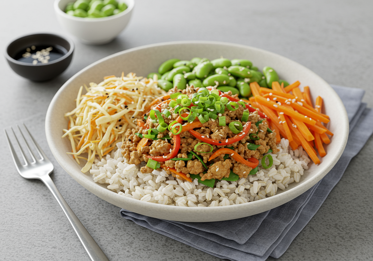 Healthy Turkey & Veggie Soboro Don