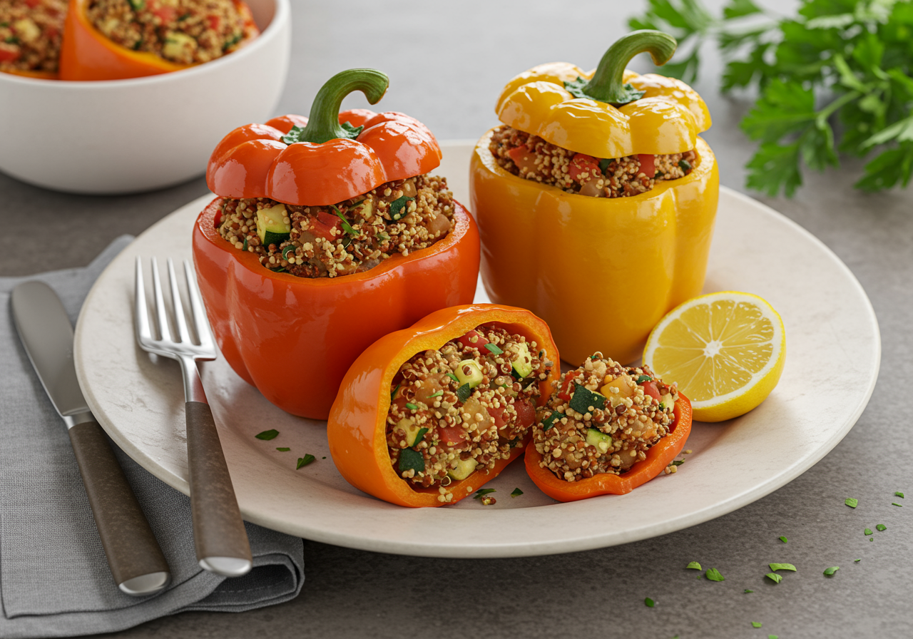 Mediterranean Lamb & Quinoa Stuffed Bell Peppers