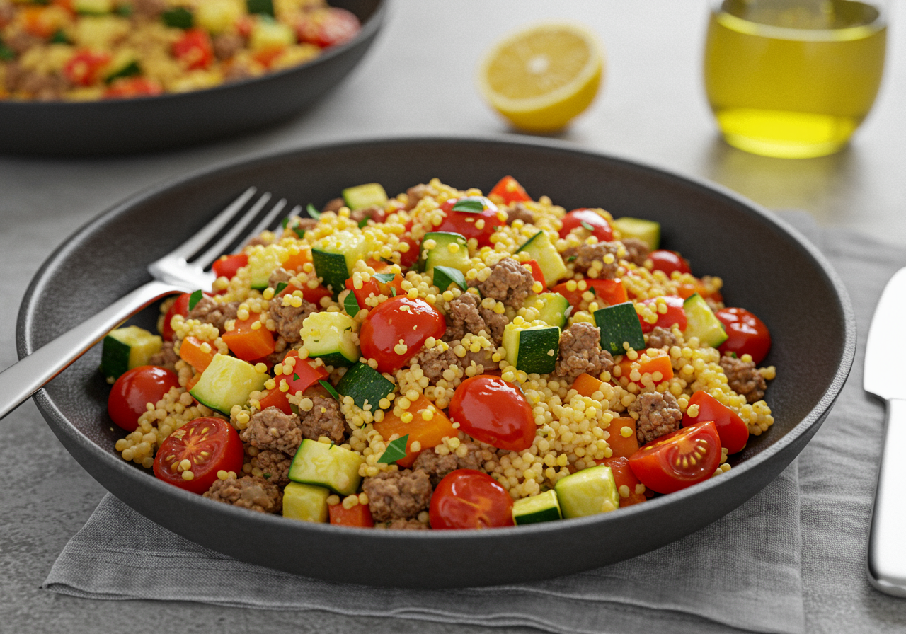 Mediterranean Lamb and Millet Skillet