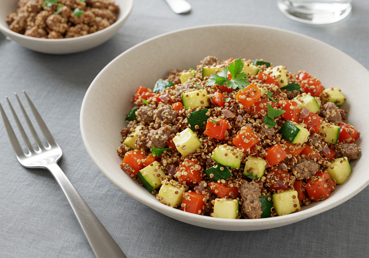 Mediterranean Lamb and Quinoa Bowl