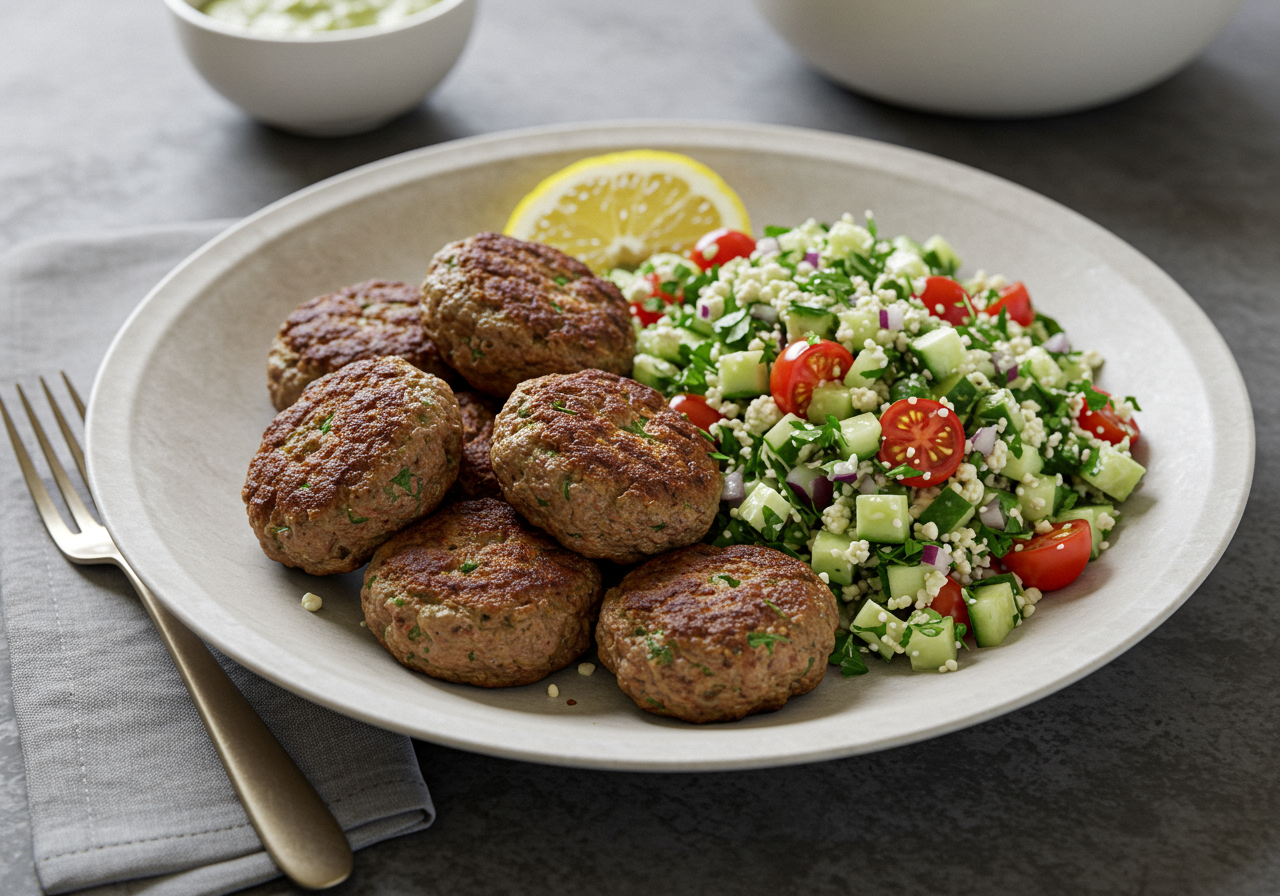 Herbed Lamb Koftas with Cauliflower Tabbouleh