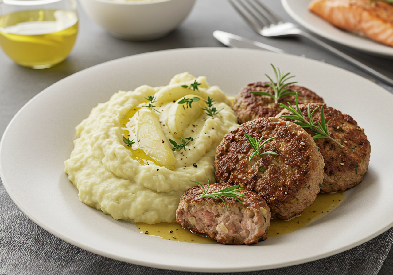 Herbed Lamb Patties with Celeriac-Parsnip Mash