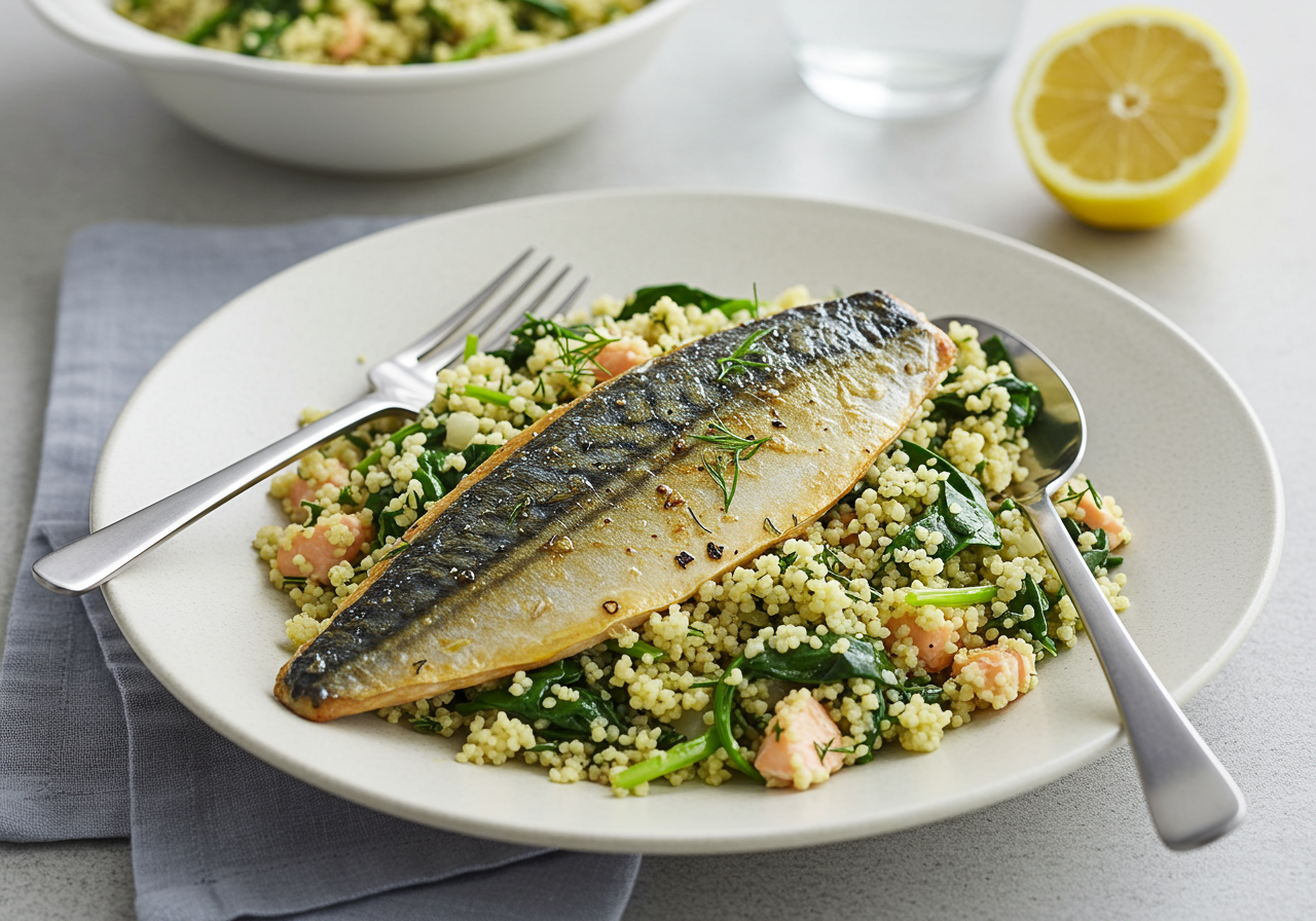 Pan-Seared Mackerel with Lemon-Dill Couscous