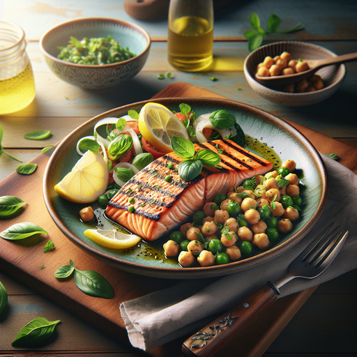 Middle Eastern Grilled Salmon with Herbed Chickpea Salad