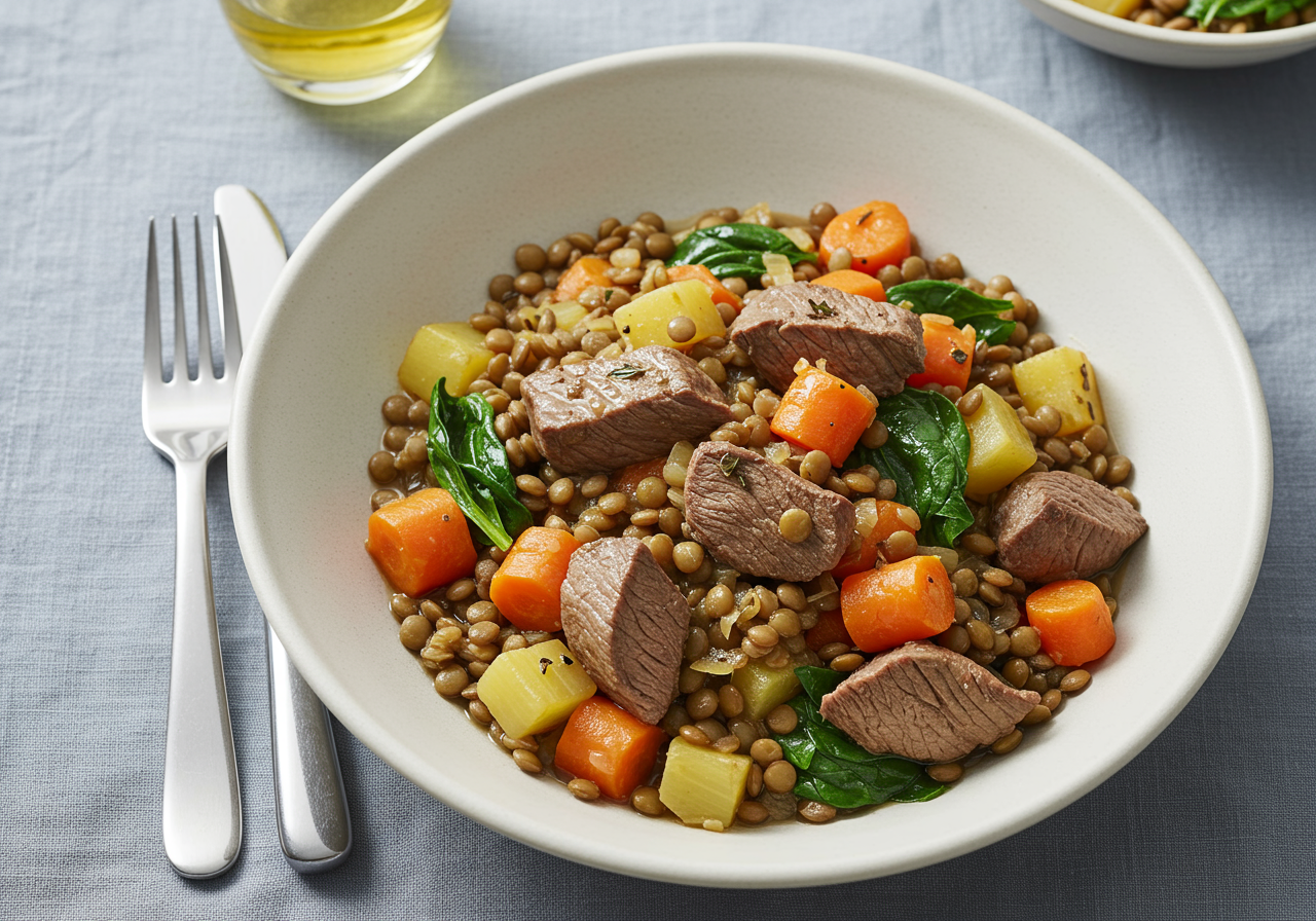 Hearty Lamb and Lentil Stew with Root Vegetables