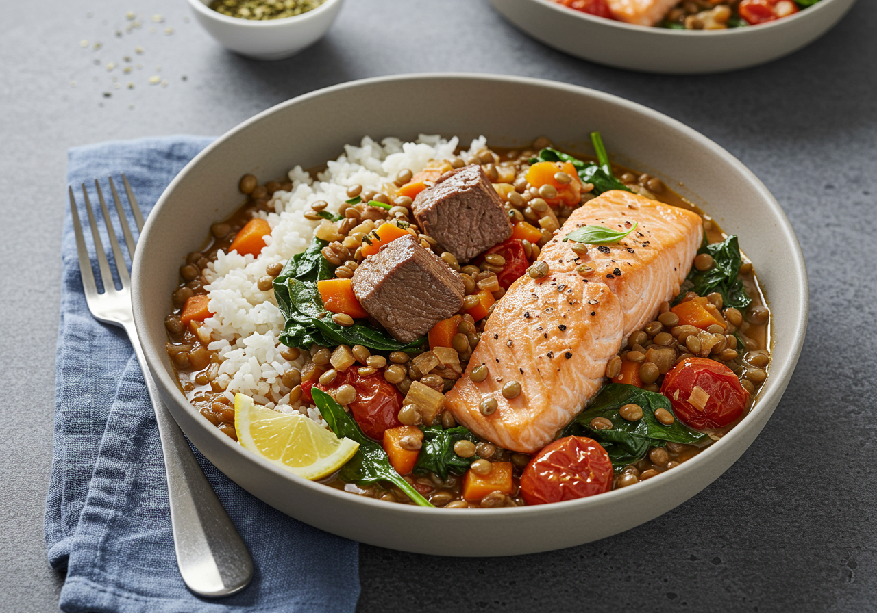 Hearty Lamb and Lentil Stew with Spinach & Lemon