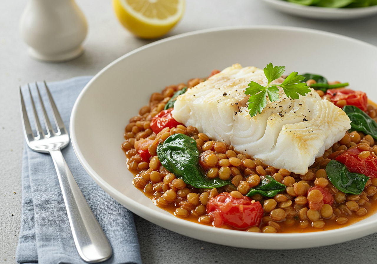 Mediterranean Cod and Lentil Stew