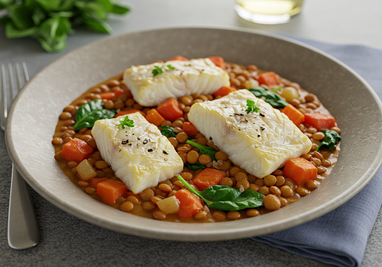 Mediterranean Cod and Lentil Stew