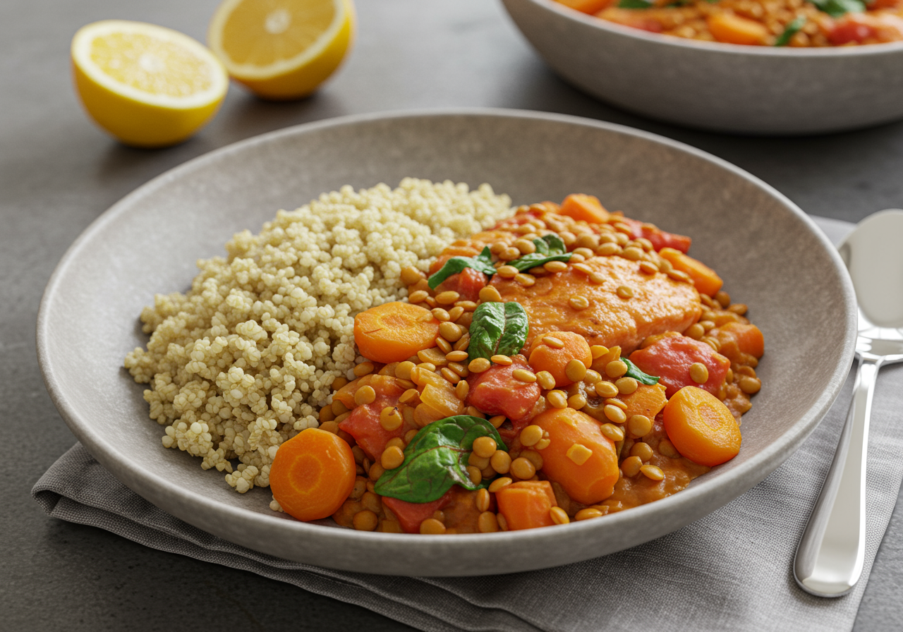 Moroccan Lentil and Apricot Stew with Quinoa