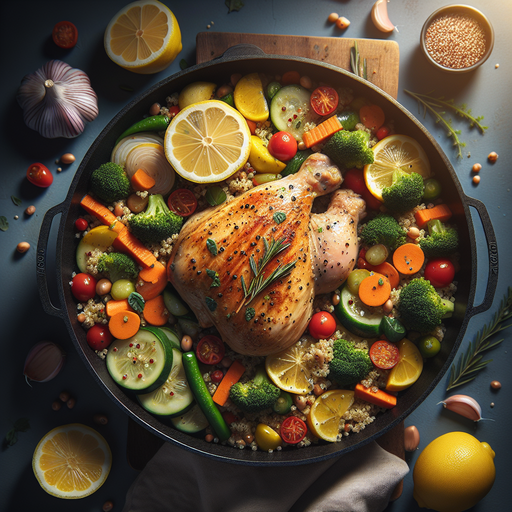 One-Pan Lemon Garlic Chicken with Quinoa and Vegetables