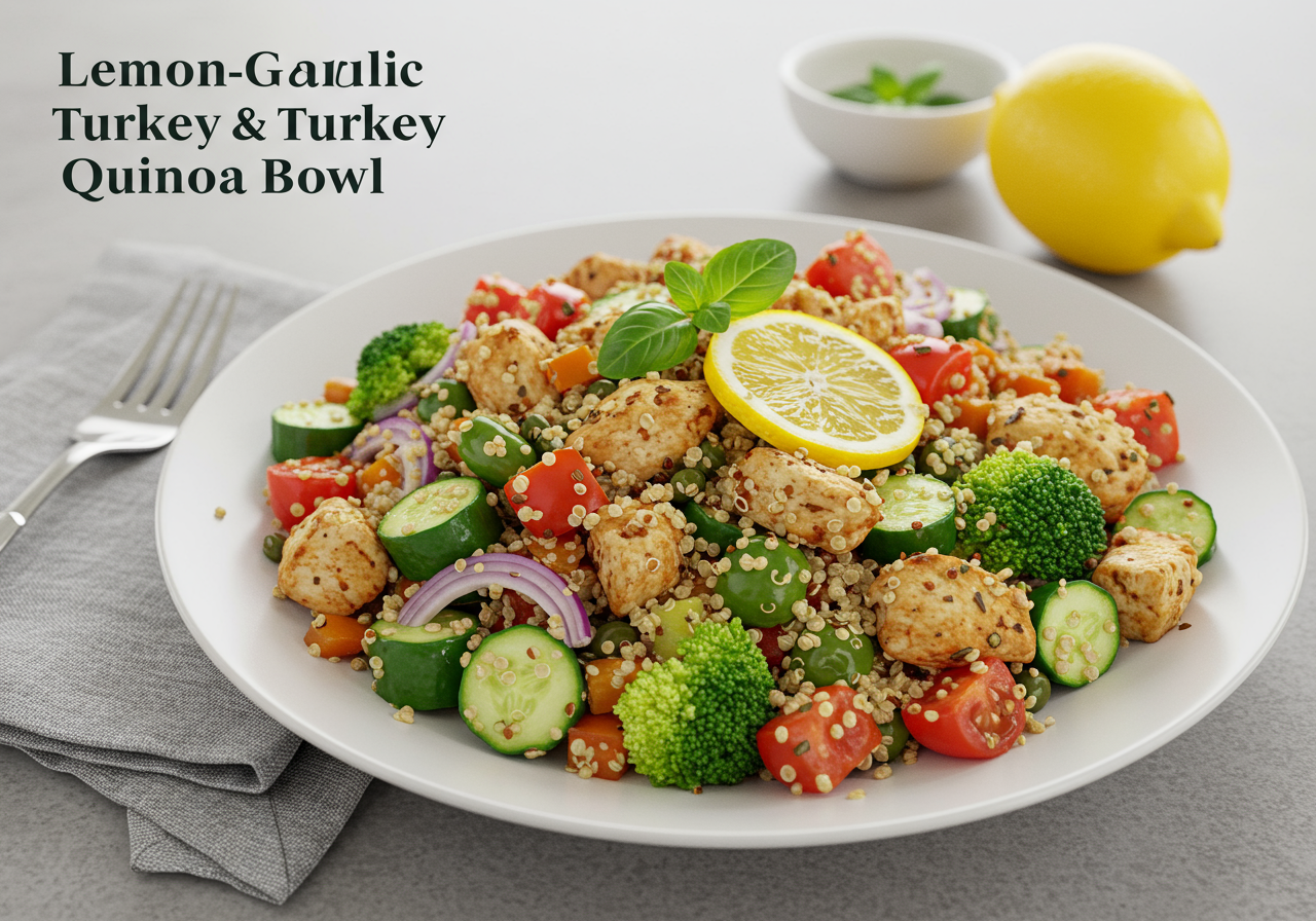 Lemon-Garlic Turkey and Quinoa Bowl