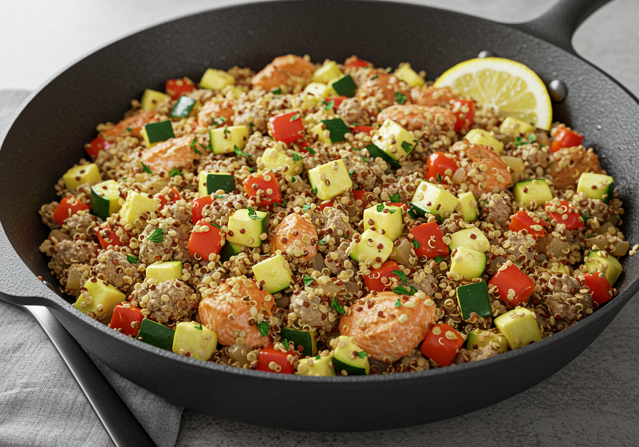 Mediterranean Turkey & Quinoa Skillet