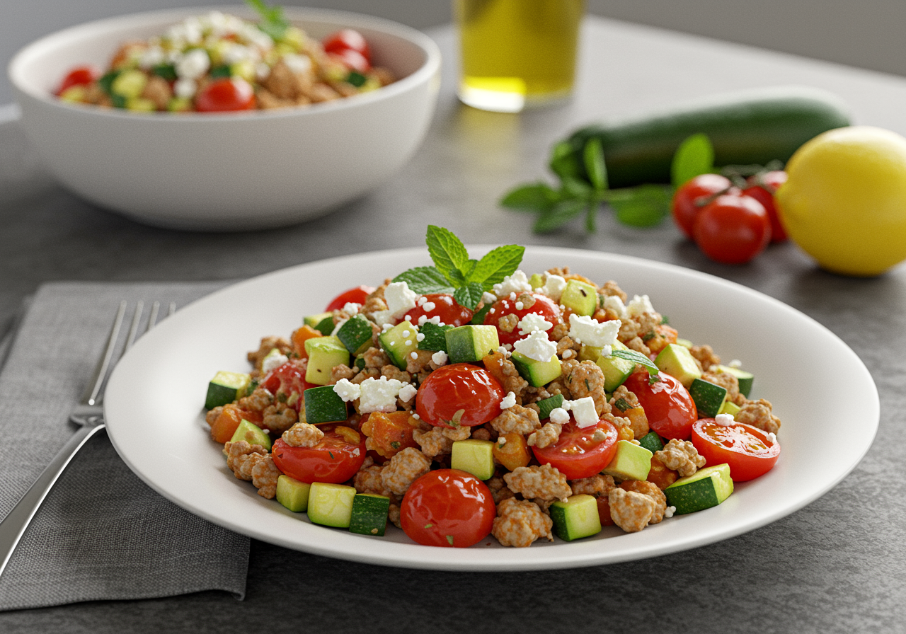 Mediterranean Turkey & Zucchini Skillet