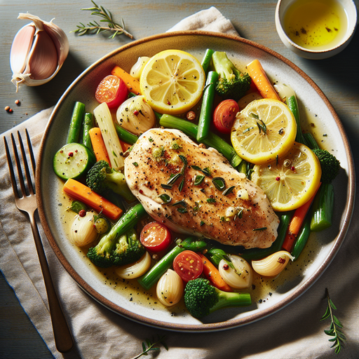 Quick Garlic Lemon Chicken with Steamed Vegetables