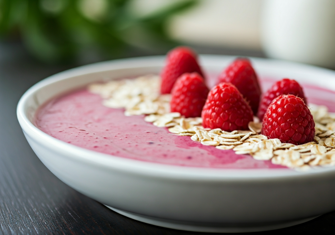 Creamy Raspberry Oat Smoothie Bowl
