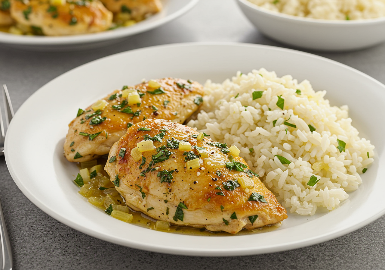 Garlic Herb Chicken with Lemon Rice