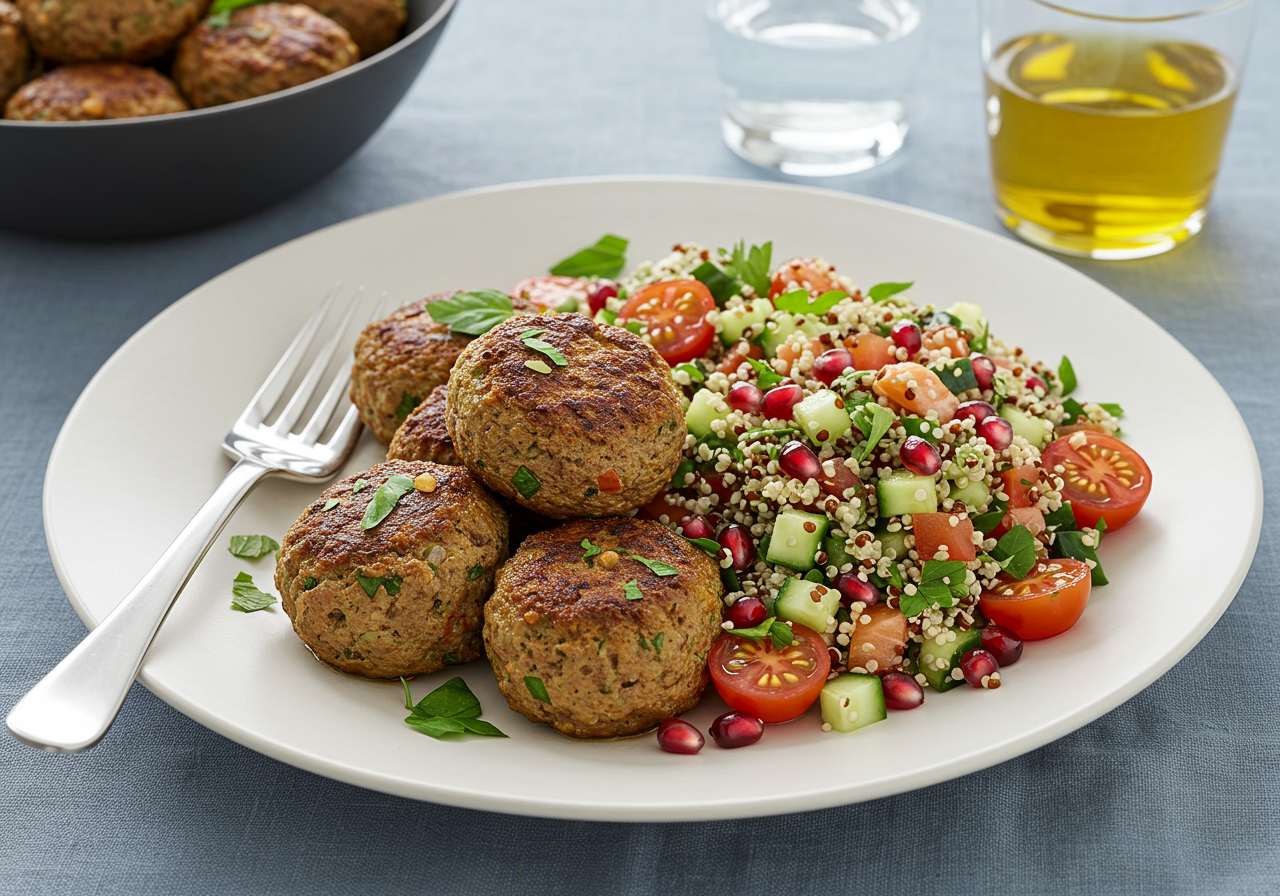 Herbed Lamb Koftas with Quinoa & Pomegranate Tabbouleh