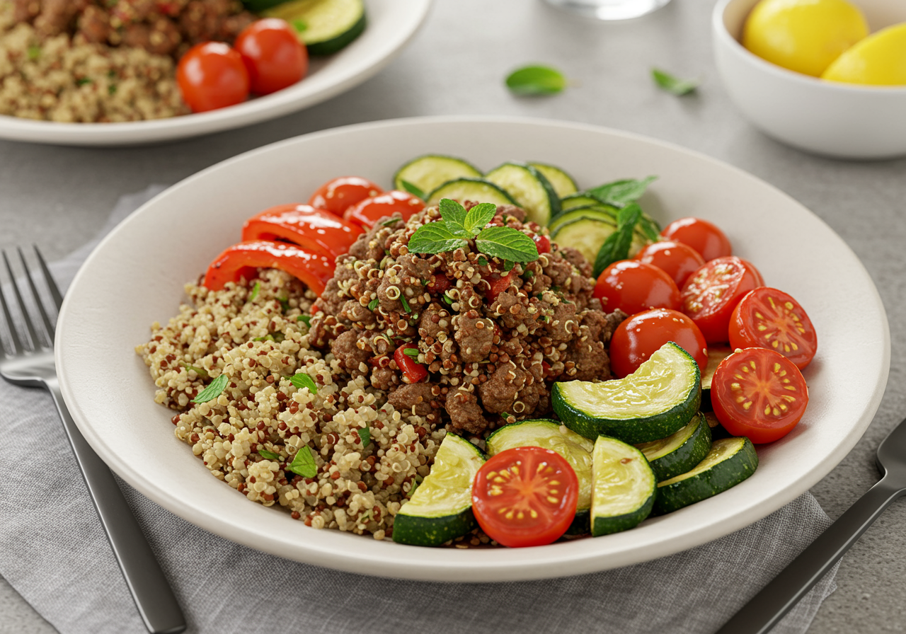 Mediterranean Lamb and Quinoa Power Bowls