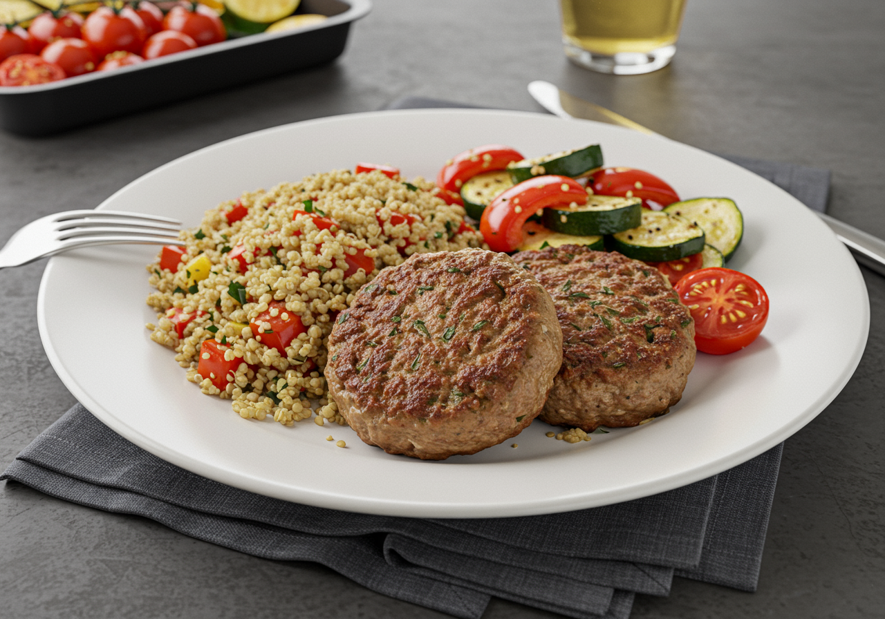 Mediterranean Lamb Patties with Herbed Quinoa