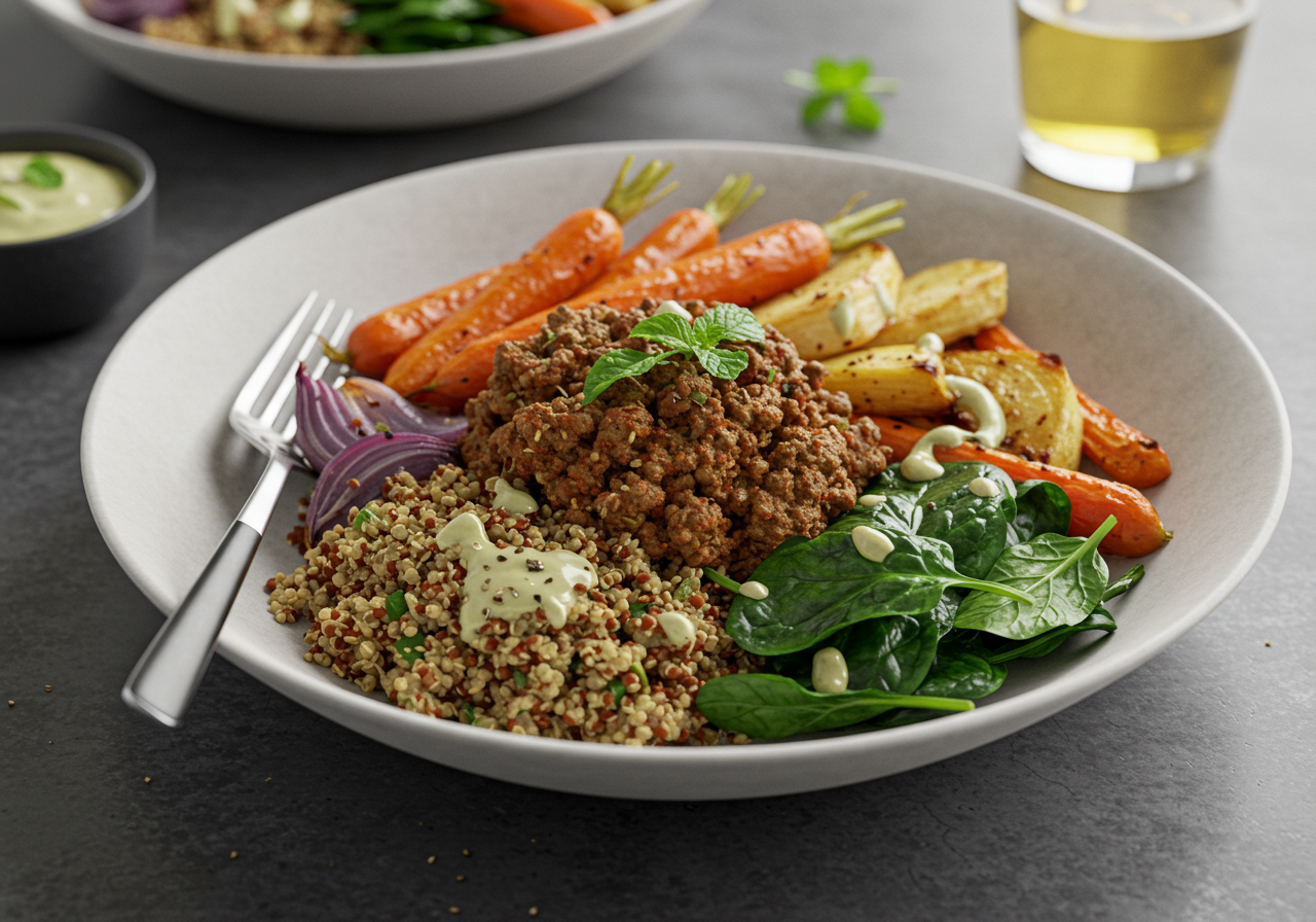 Mediterranean Spiced Lamb and Quinoa Power Bowl