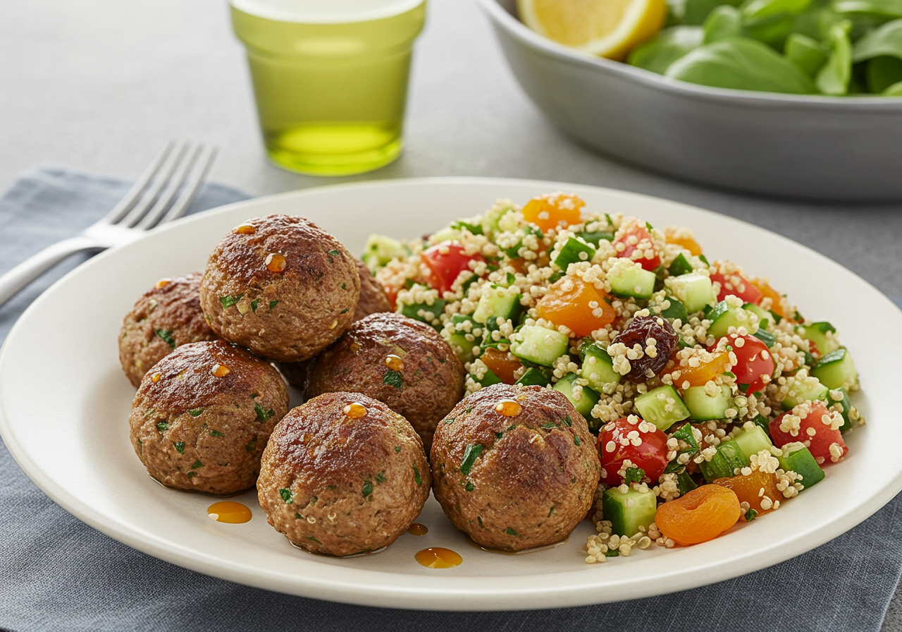 Moroccan-Spiced Lamb Meatballs with Apricot Quinoa