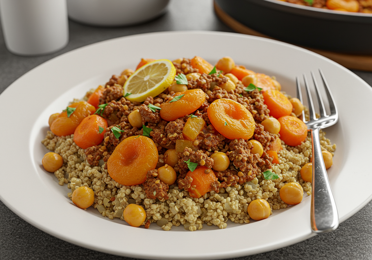 Moroccan-Spiced Lamb with Apricots and Quinoa