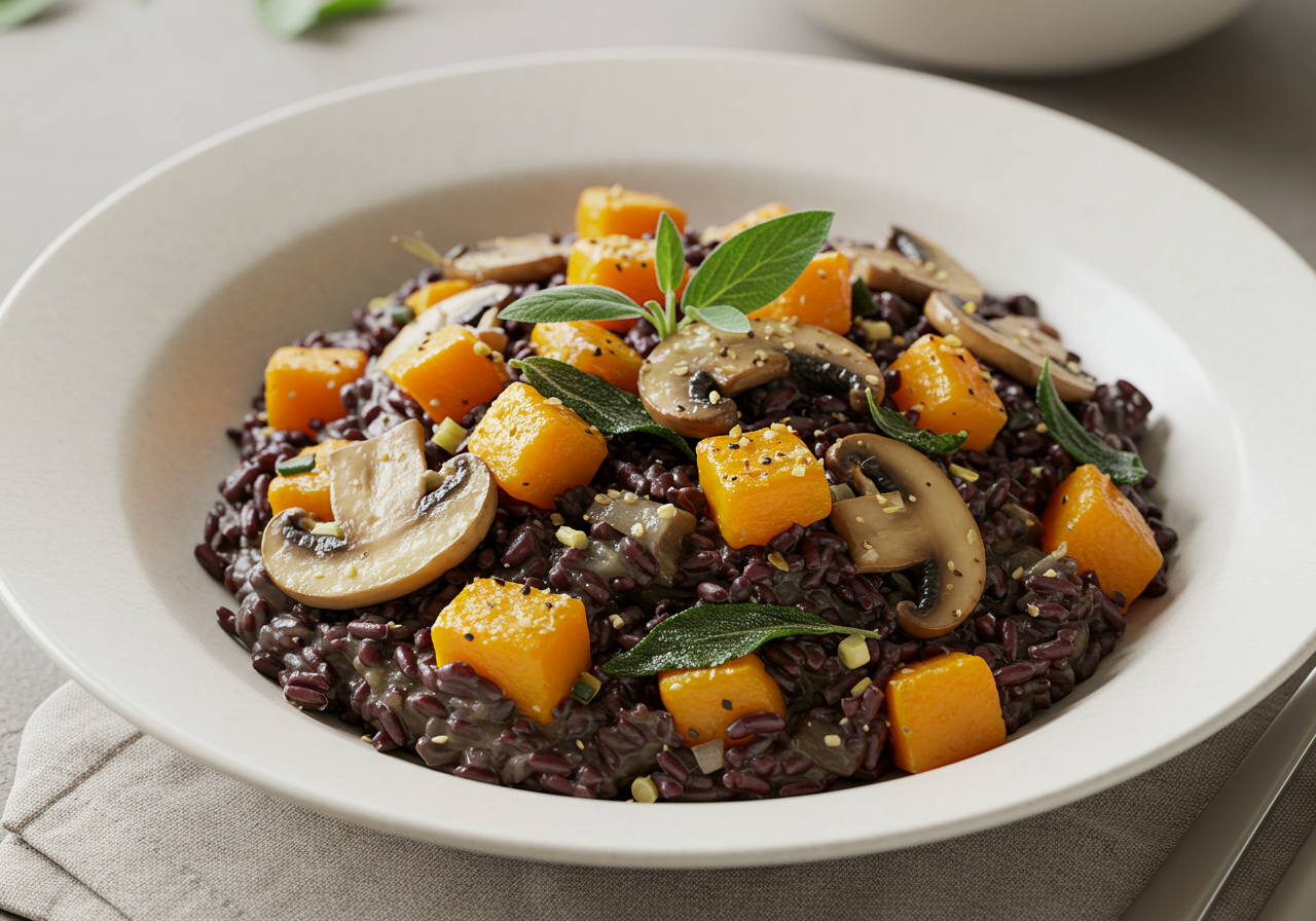 Black Rice 'Risotto' with Roasted Butternut Squash & Sage