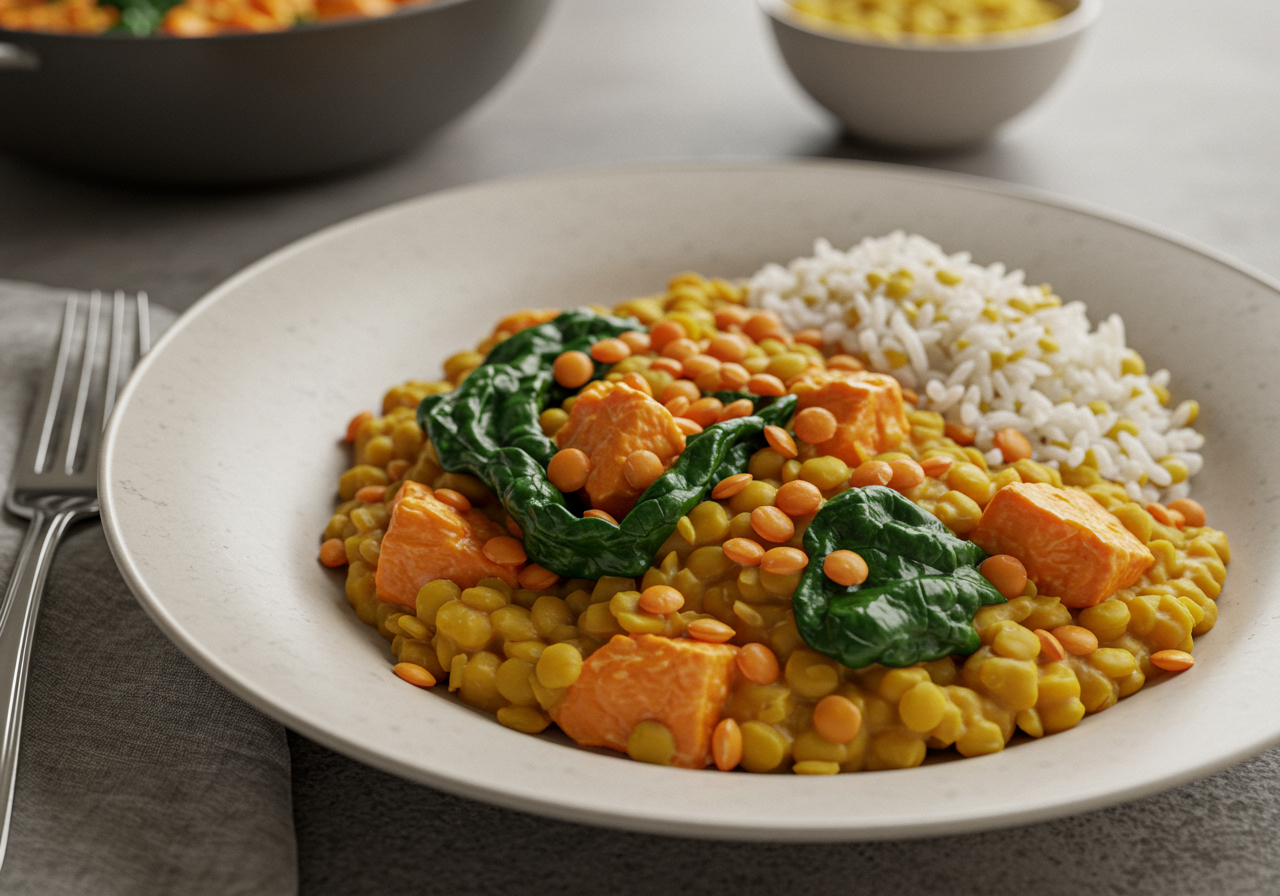 Hearty Golden Lentil and Spinach Dahl