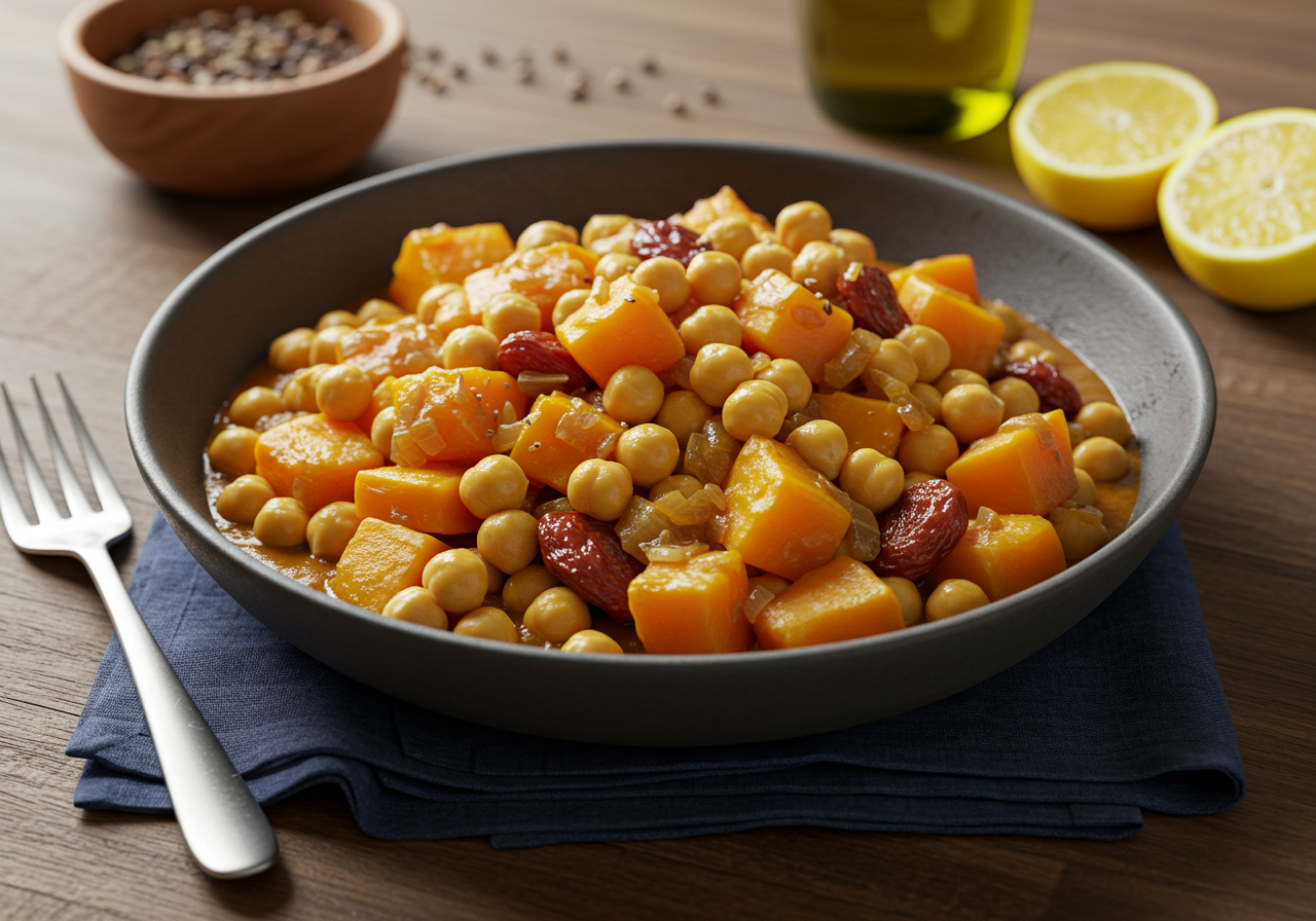 Moroccan-Spiced Chickpea & Butternut Squash Tagine
