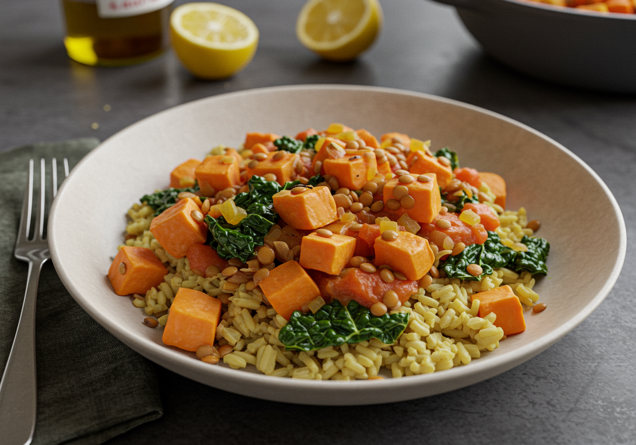 Moroccan-Spiced Lentil and Sweet Potato Stew