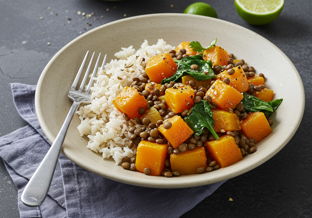 Roasted Butternut Squash & Black Lentil Curry