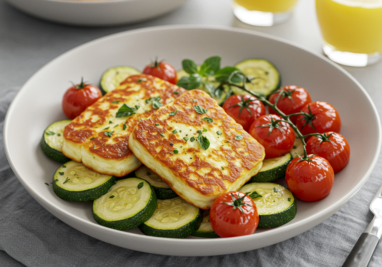 Mediterranean Baked Halloumi with Roasted Vegetables