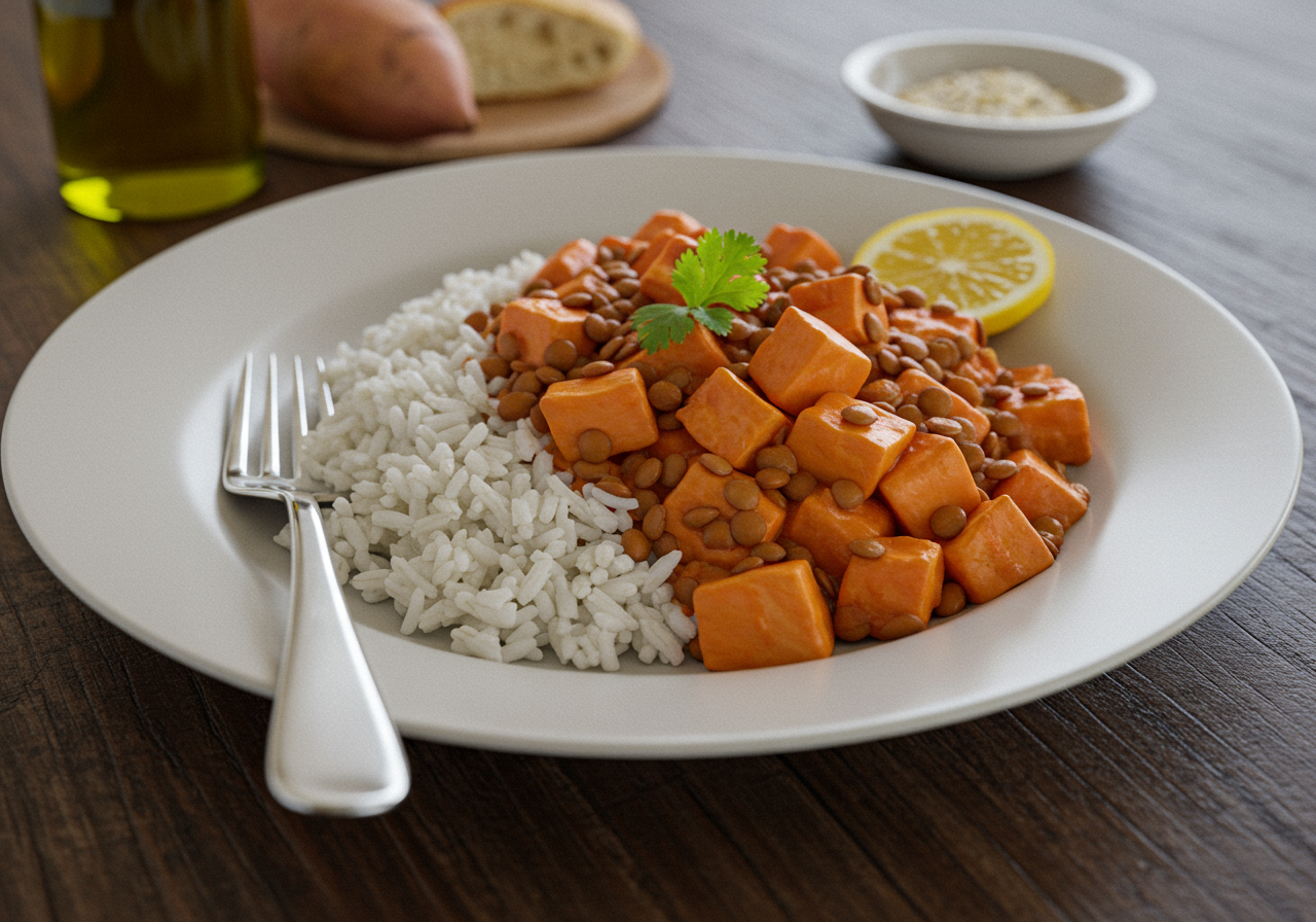 Moroccan-Spiced Sweet Potato and Lentil Stew