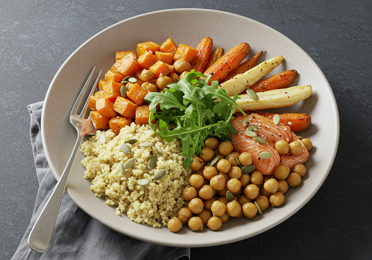 Spiced Millet & Roasted Root Vegetable Bowl