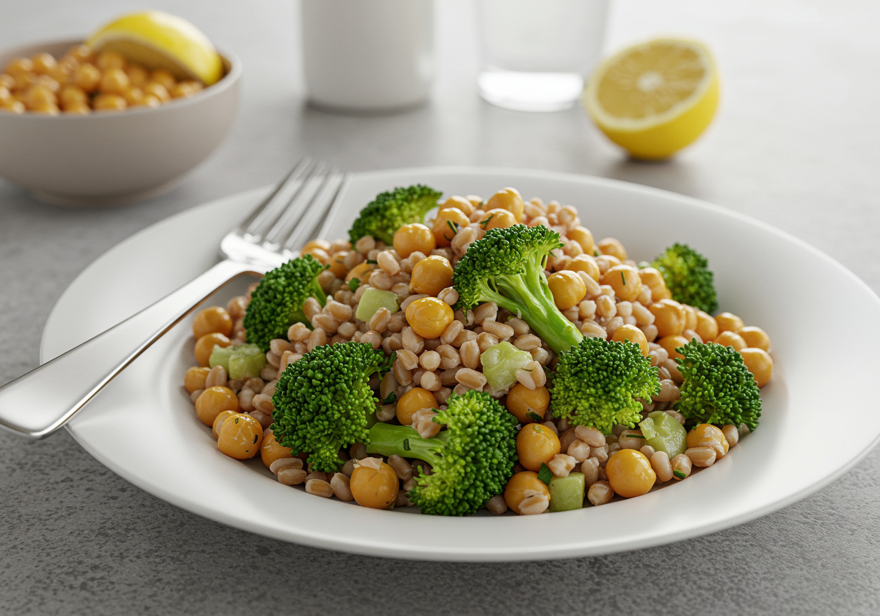 Hearty Farro, Broccoli, and Chickpea Bowl