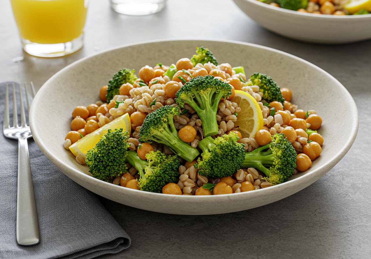 Roasted Broccoli, Chickpea & Farro Power Bowl