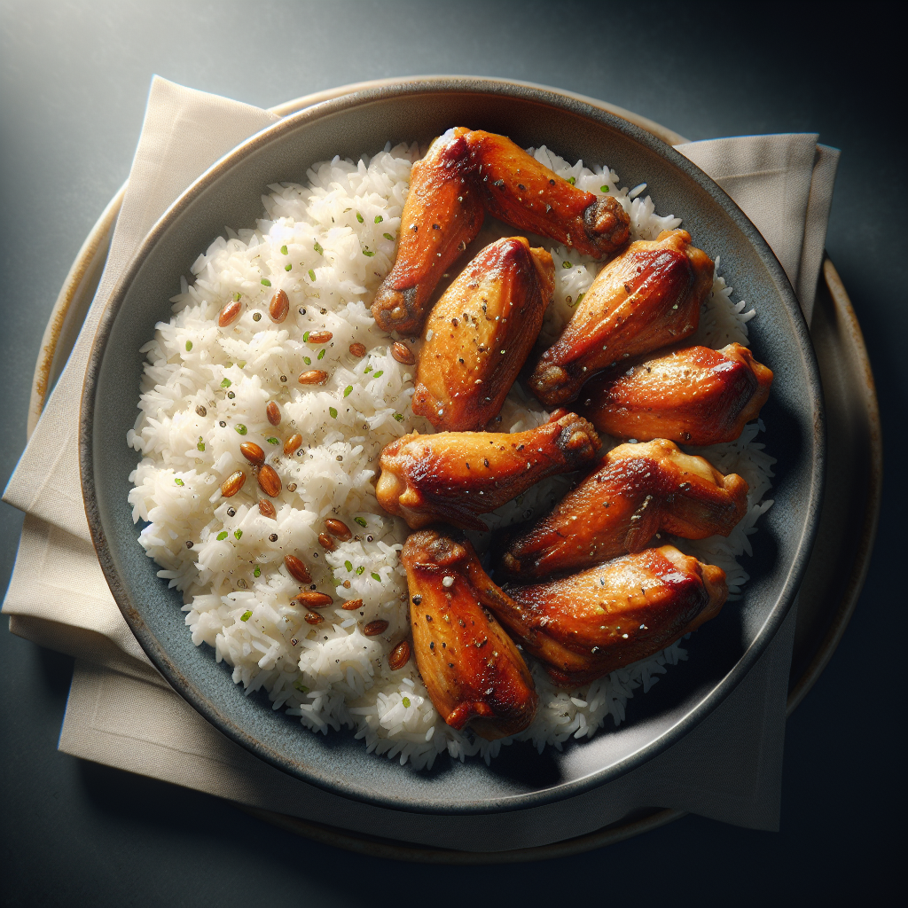 Baked Chicken Wings with Steamed Rice
